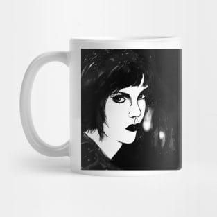 Black Cats. Female portrait. LINE ART. Mug